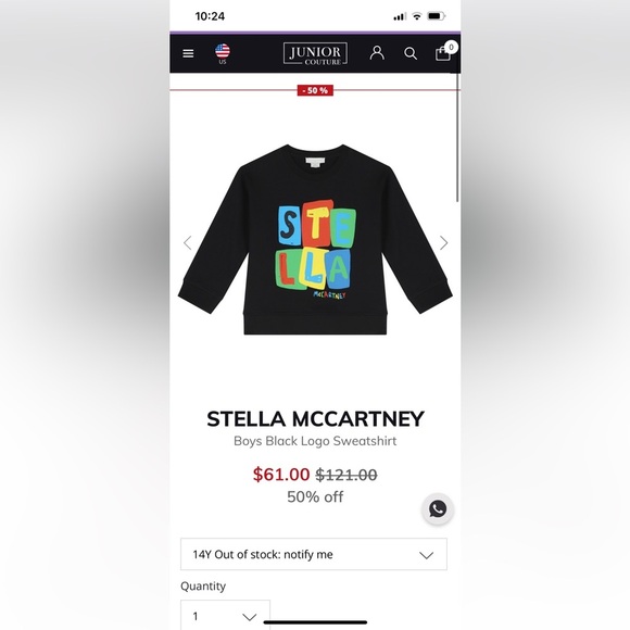 Stella McCartney Kids Black Sweatshirt and Pants Set NWOT - Picture 6 of 6